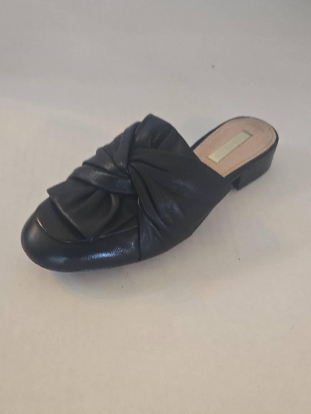 Louise et Cie Black Leather Knot Detail Mule Loafers Slip-On